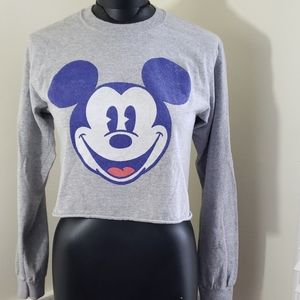 Sz 3 Jrs Mickey Mouse Crop Top Long Sleeve Tee